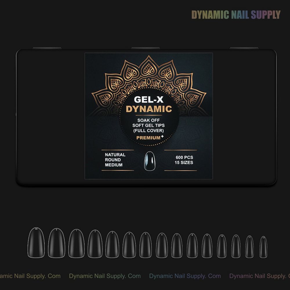 Natural round medium soft-gel tips box - 12