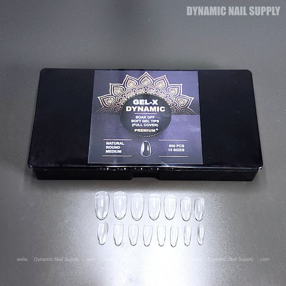 Natural round medium soft-gel tips box - 3