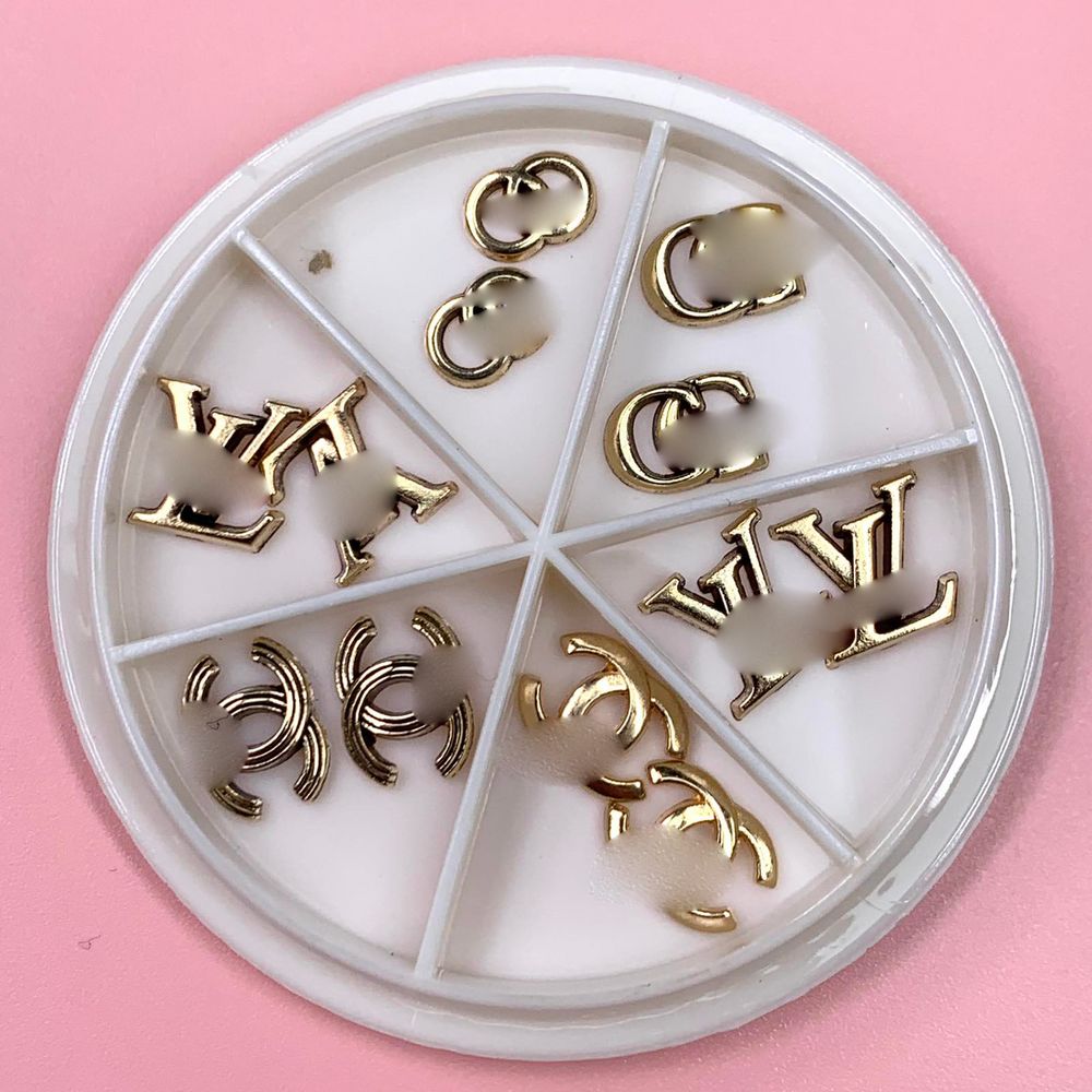 Vintage Gold Logo Nail Charms — 12-Piece Wheel Set